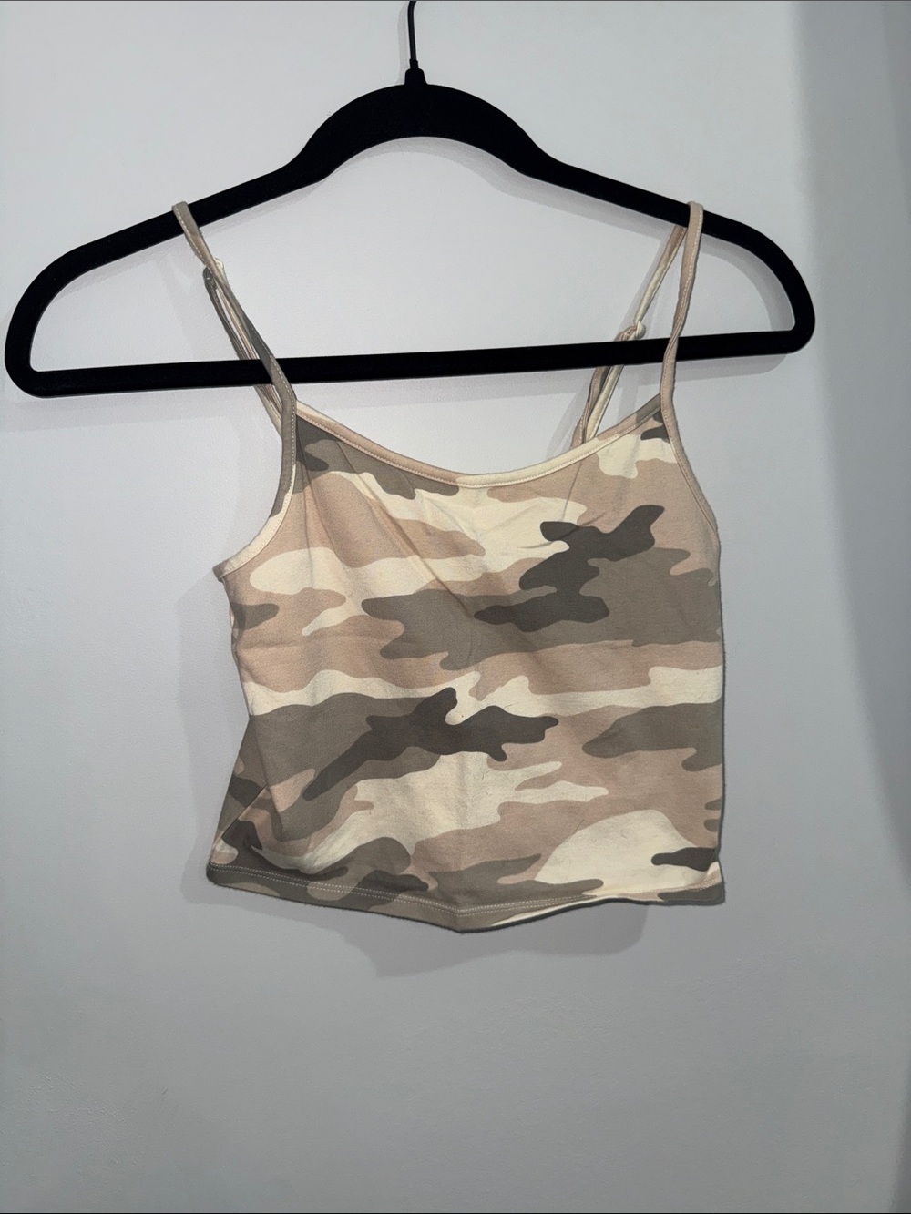 American Eagle Outfitters Beige Camo Spaghetti Strap Tank
